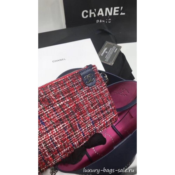 Chanel Eyelet Calfskin Drawstring Bucket Bag AS0304 Blue 2019 Collection