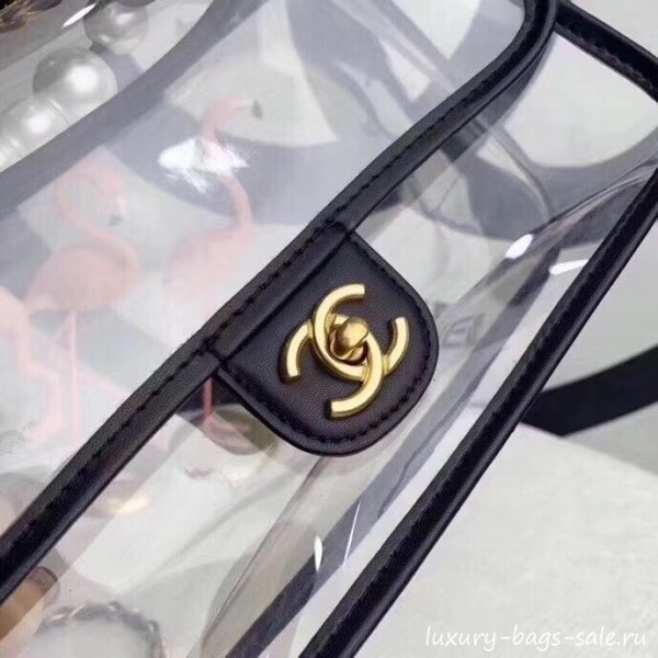 Chanel PVC Pearl Flap Bag Black/Transparent 2019 Collection