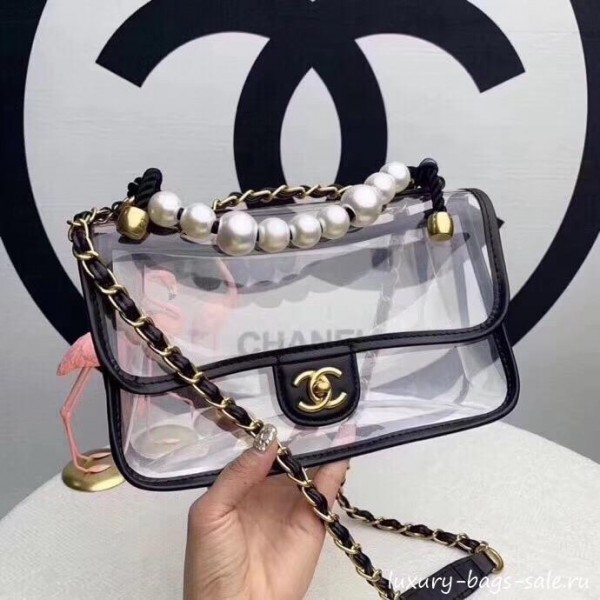 Chanel PVC Pearl Flap Bag Black/Transparent 2019 Collection