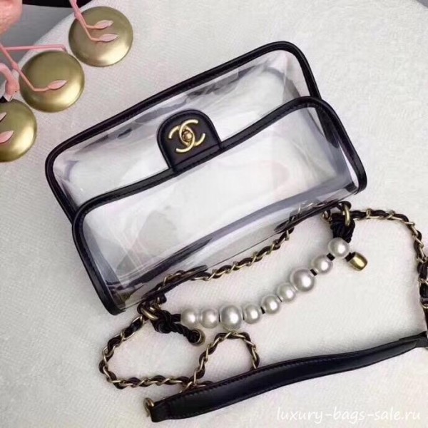 Chanel PVC Pearl Flap Bag Black/Transparent 2019 Collection