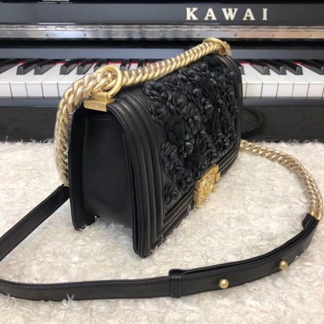 Chanel Leboy Original Calfskin leather Shoulder Bag E67086 black & Gold-Tone Metal 