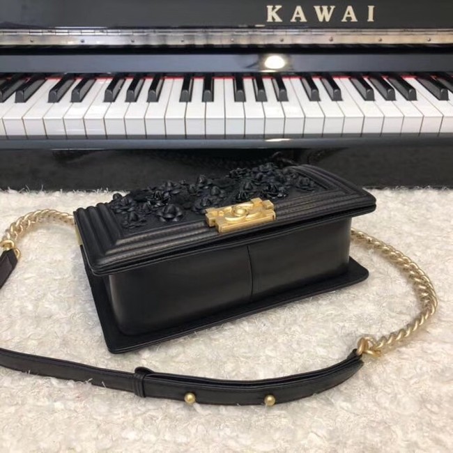 Chanel Leboy Original Calfskin leather Shoulder Bag E67086 black & Gold-Tone Metal 