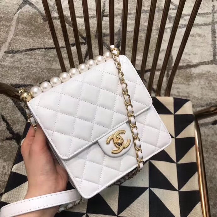 Chanel Flap Shoulder Bag Sheepskin Leather 77398 white 