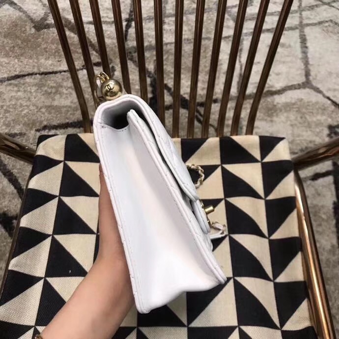 Chanel Flap Shoulder Bag Sheepskin Leather 77398 white 