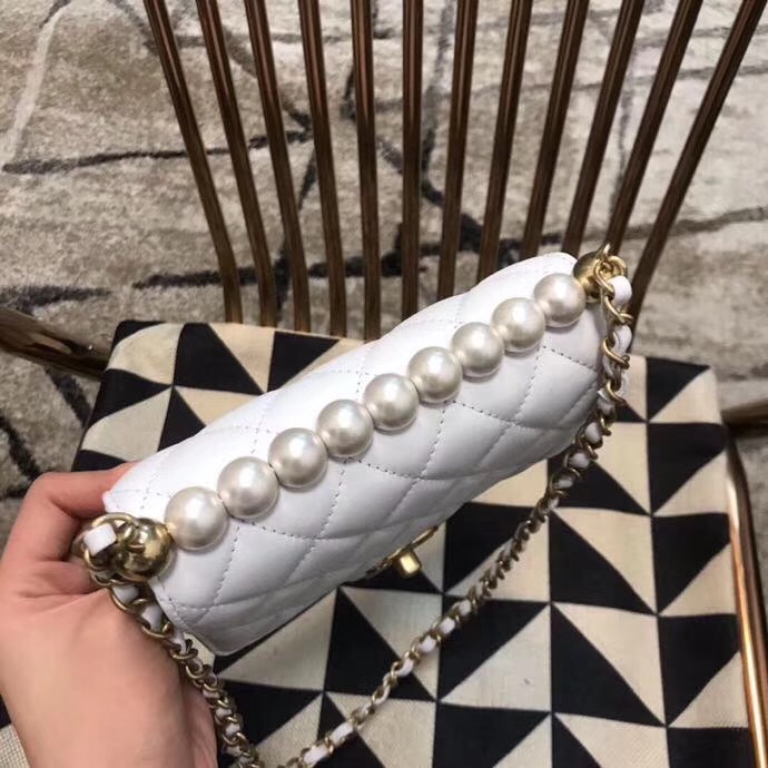 Chanel Flap Shoulder Bag Sheepskin Leather 77398 white 