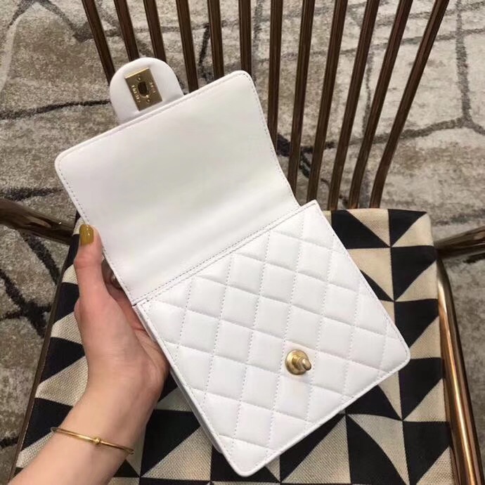 Chanel Flap Shoulder Bag Sheepskin Leather 77398 white 