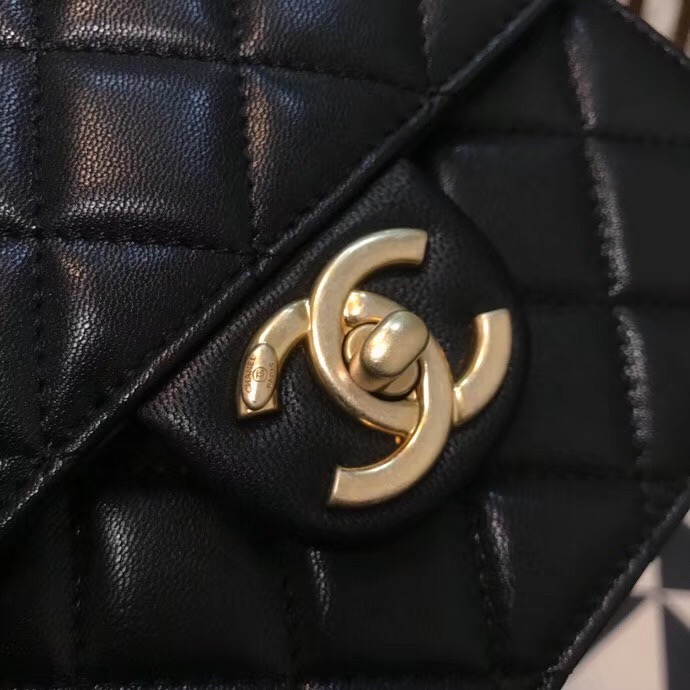 Chanel Flap Shoulder Bag Sheepskin Leather 77398 black 
