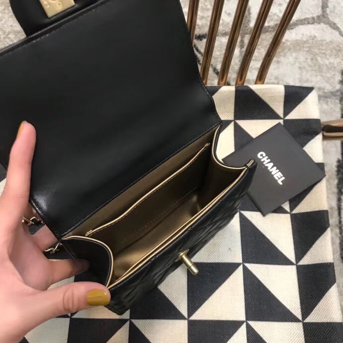 Chanel Flap Shoulder Bag Sheepskin Leather 77398 black 