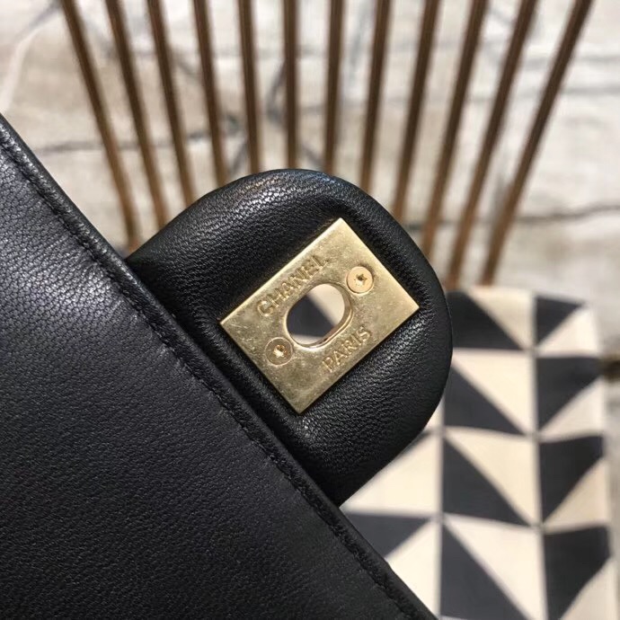 Chanel Flap Shoulder Bag Sheepskin Leather 77398 black 