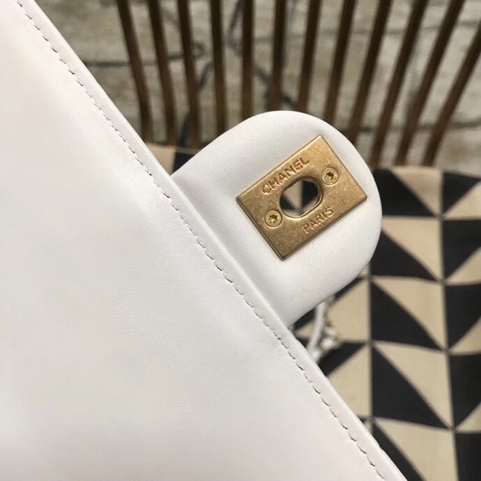 Chanel Flap Shoulder Bag Sheepskin Leather 77399 white 