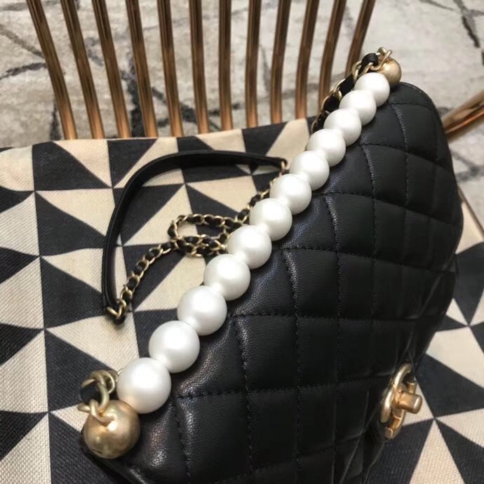 Chanel Flap Shoulder Bag Sheepskin Leather 77399 black 