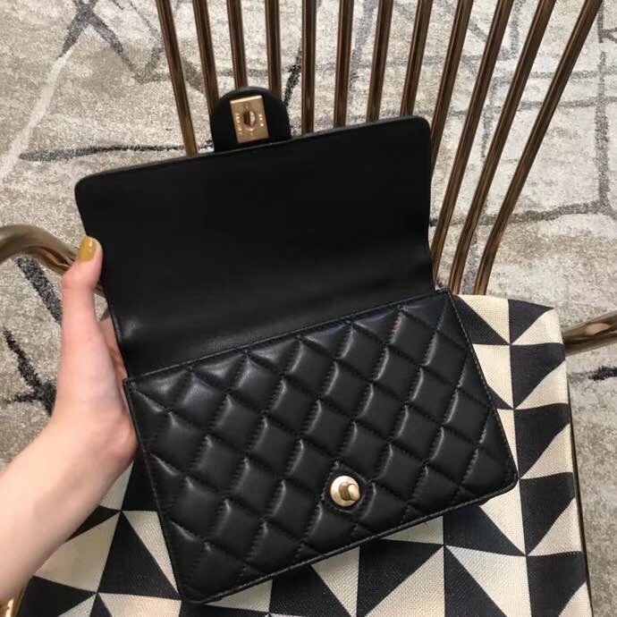 Chanel Flap Shoulder Bag Sheepskin Leather 77399 black 