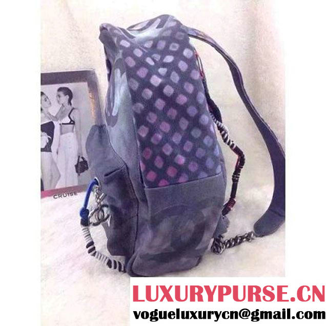 Chanel Dark Blue Graffiti Backpack  (LZ-060201 )