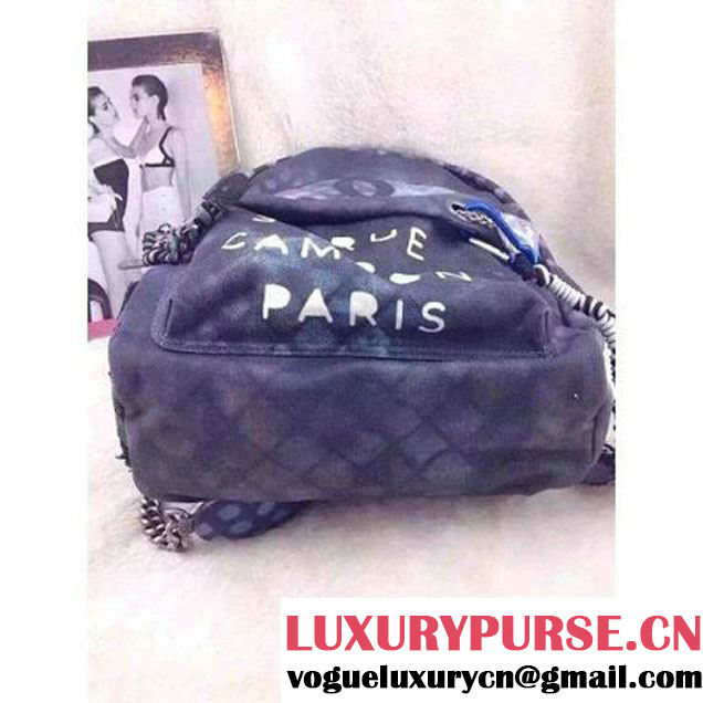 Chanel Dark Blue Graffiti Backpack  (LZ-060201 )