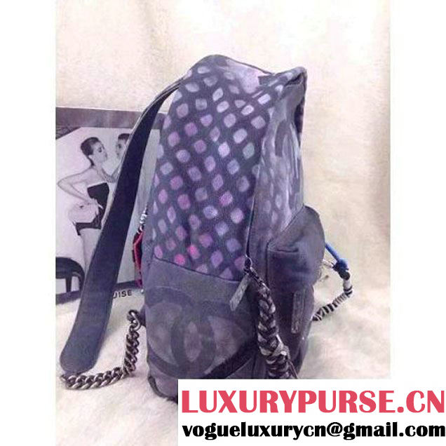 Chanel Dark Blue Graffiti Backpack  (LZ-060201 )
