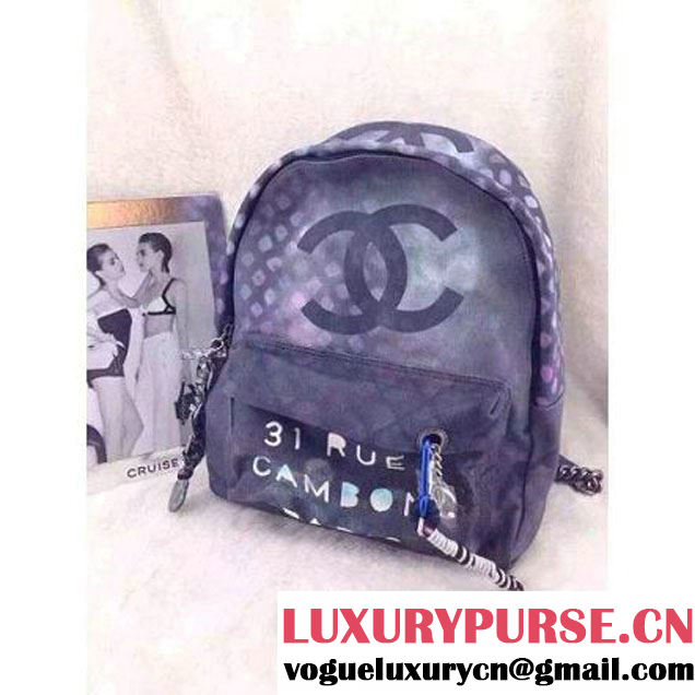 Chanel Dark Blue Graffiti Backpack  (LZ-060201 )