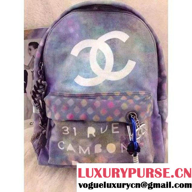 Chanel Light Blue Graffiti Backpack (LZ-060202 )