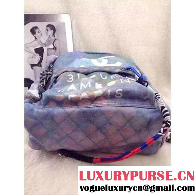 Chanel Light Blue Graffiti Backpack  (LZ-060202 )