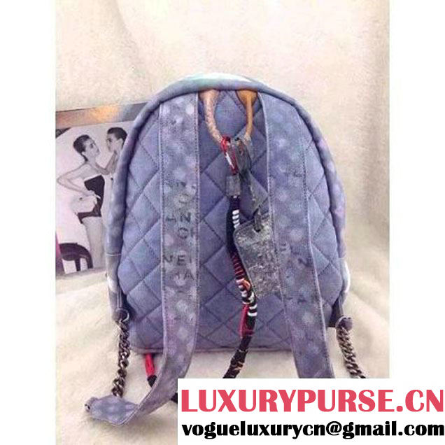 Chanel Light Blue Graffiti Backpack  (LZ-060202 )