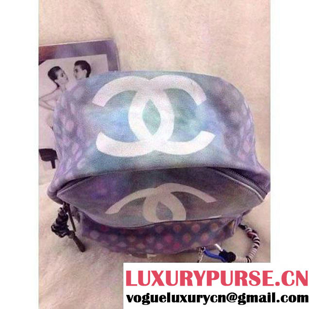 Chanel Light Blue Graffiti Backpack  (LZ-060202 )