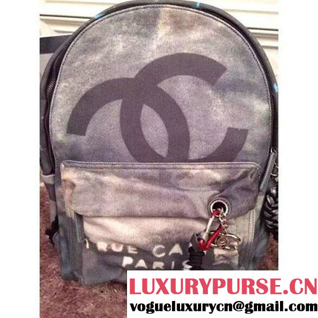 Chanel Dark Black Graffiti Backpack (Lz-060203 )