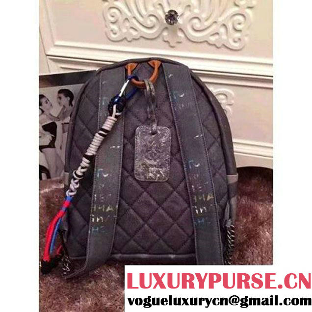 Chanel Dark Black Graffiti Backpack  (Lz-060203 )