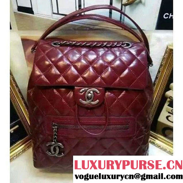 Chanel Calfskin Backpack in Burgundy A92961 Paris-Salzburg 2014/15 (2A020-061606 )