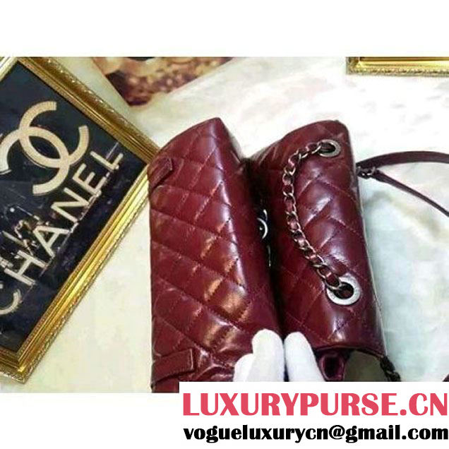 Chanel Calfskin Backpack in Burgundy A92961 Paris-Salzburg 2014/15 (2A020-061606 )