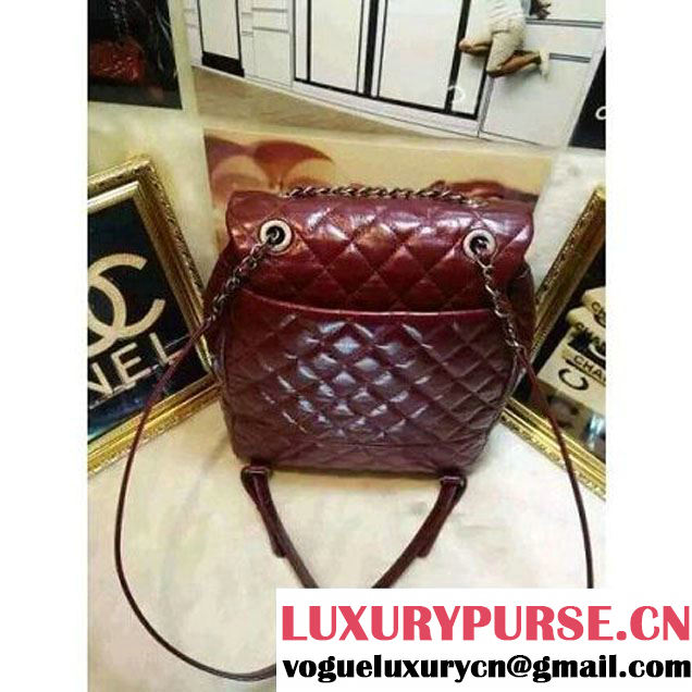 Chanel Calfskin Backpack in Burgundy A92961 Paris-Salzburg 2014/15 (2A020-061606 )