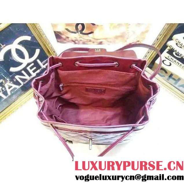 Chanel Calfskin Backpack in Burgundy A92961 Paris-Salzburg 2014/15 (2A020-061606 )