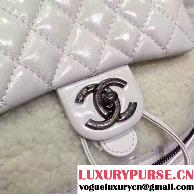 Chane White Calfskin and Shearling Backpack Embellished with an Edelweiss Charm Paris-Salzburg 2015 (2a136-071323 )