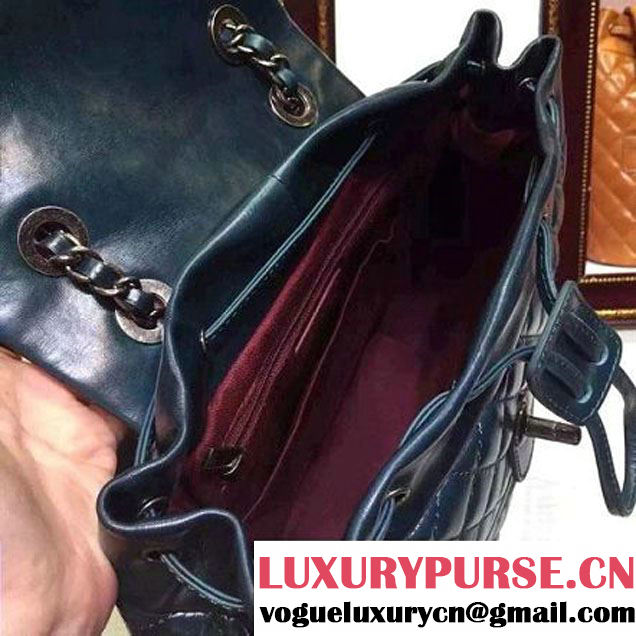 Chanel Calfskin Backpack in Deep Blue A92961 Paris-Salzburg 2014/15 (2a136-071326 )