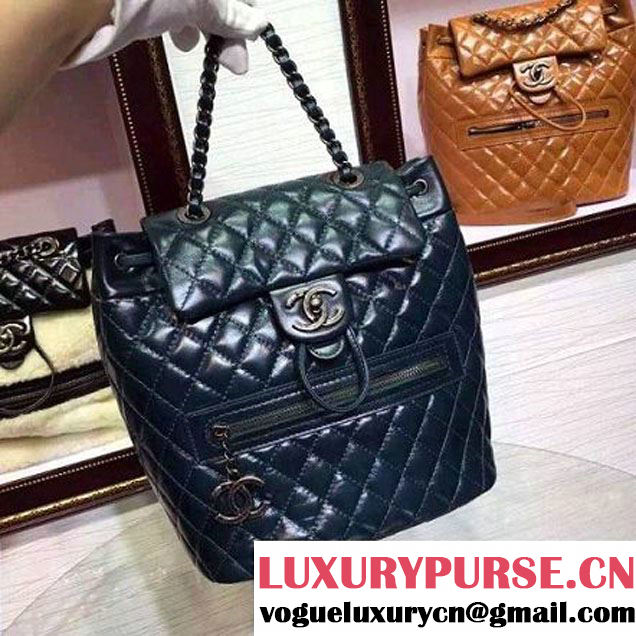 Chanel Calfskin Backpack in Deep Blue A92961 Paris-Salzburg 2014/15 (2a136-071326 )