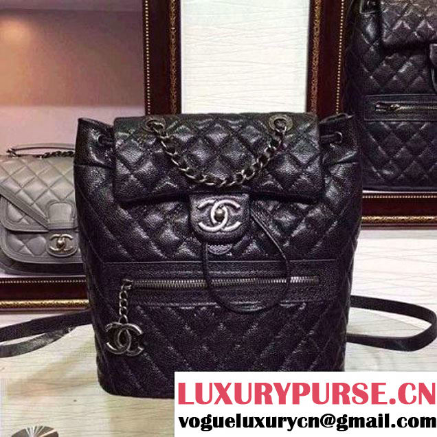 Chanel Caviar Calfskin Backpack in Black A92961 Paris-Salzburg 2014/15 (2b041b-072833 )