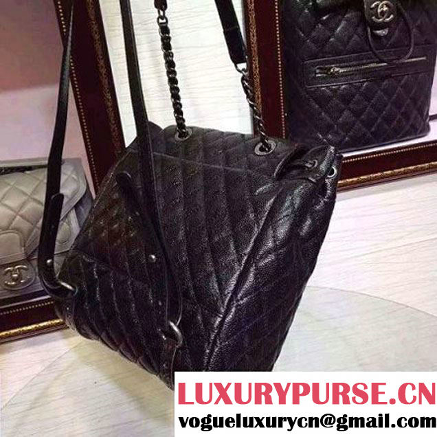 Chanel Caviar Calfskin Backpack in Black A92961 Paris-Salzburg 2014/15 (2b041b-072833 )