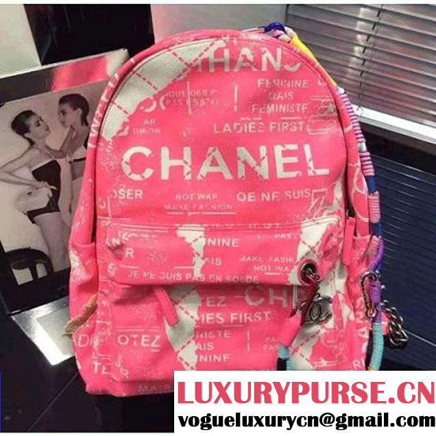 Chanel Hand-Painted Canvas Backpack Red 2015(Pre-Order) (2a046-072834 )