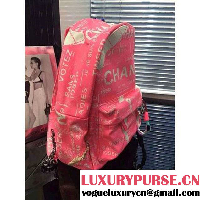 Chanel Hand-Painted Canvas Backpack Red 2015(Pre-Order) (2a046-072834 )