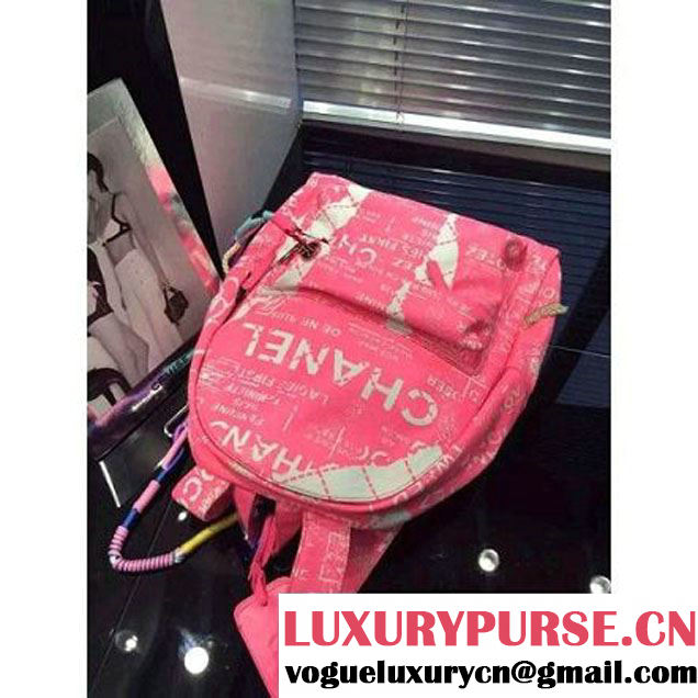 Chanel Hand-Painted Canvas Backpack Red 2015(Pre-Order) (2a046-072834 )