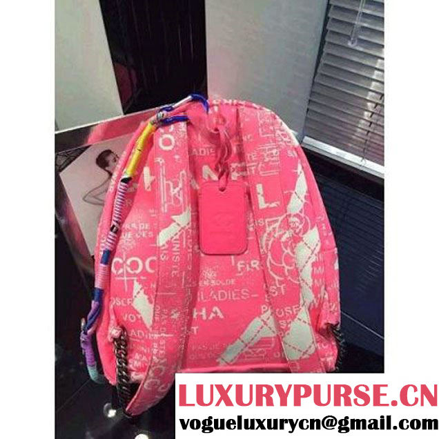 Chanel Hand-Painted Canvas Backpack Red 2015(Pre-Order) (2a046-072834 )