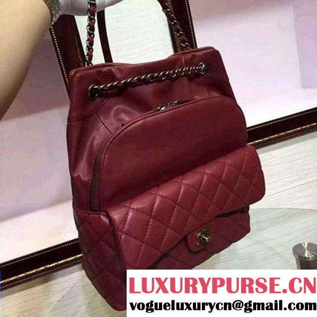 Chanel Small/Large Red Calfskin Backpack Pre Fall-Winter 2015 (2A136-080605 )