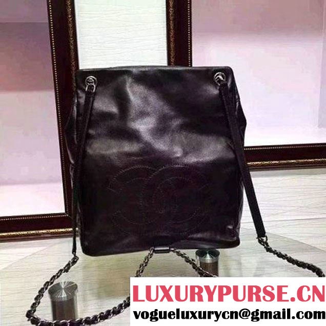 Chanel Small/Large Black Calfskin Backpack Pre Fall-Winter 2015 (2A136-080606 )