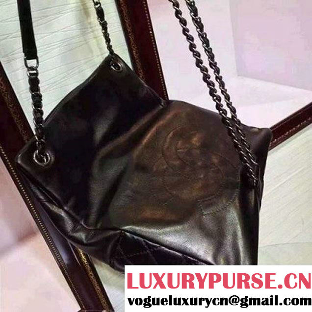 Chanel Small/Large Black Calfskin Backpack Pre Fall-Winter 2015 (2A136-080606 )