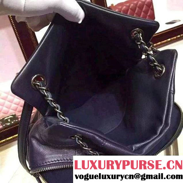 Chanel Small/Large Deep Blue Calfskin Backpack Pre Fall-Winter 2015 (2a136-082931 )