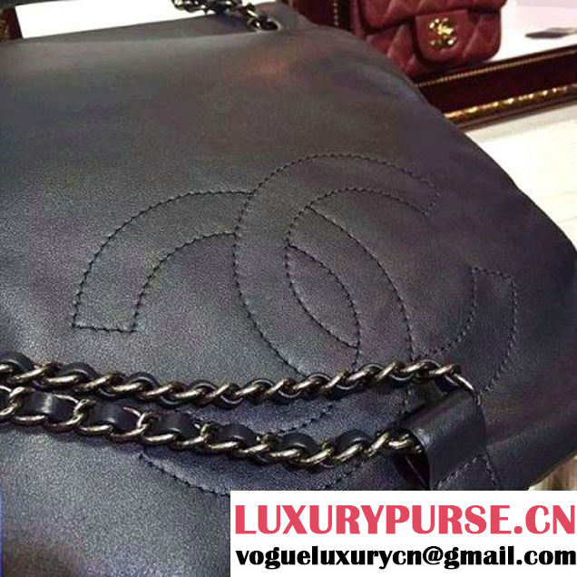 Chanel Small/Large Deep Blue Calfskin Backpack Pre Fall-Winter 2015 (2a136-082931 )