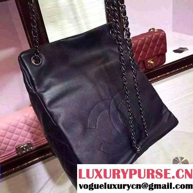 Chanel Small/Large Deep Blue Calfskin Backpack Pre Fall-Winter 2015 (2a136-082931 )