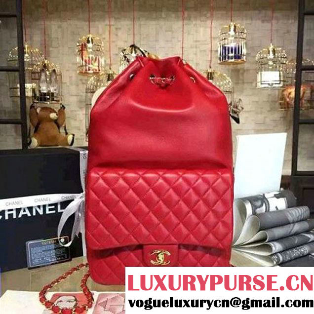 Chanel Large Red Calfskin Backpack Cruise 2016 (2A057-111609 )