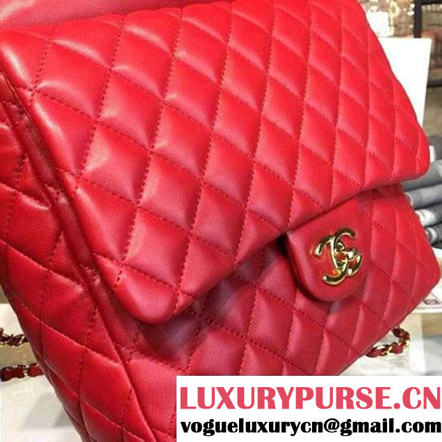 Chanel Large Red Calfskin Backpack Cruise 2016 (2A057-111609 )
