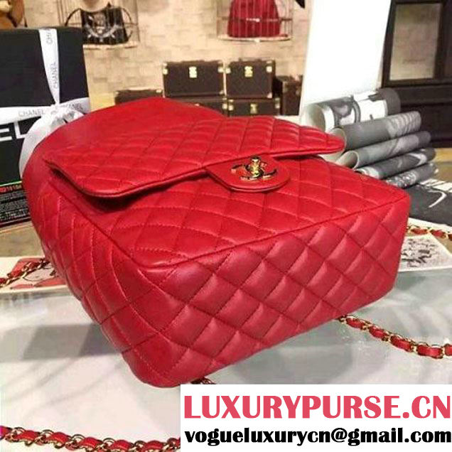 Chanel Large Red Calfskin Backpack Cruise 2016 (2A057-111609 )