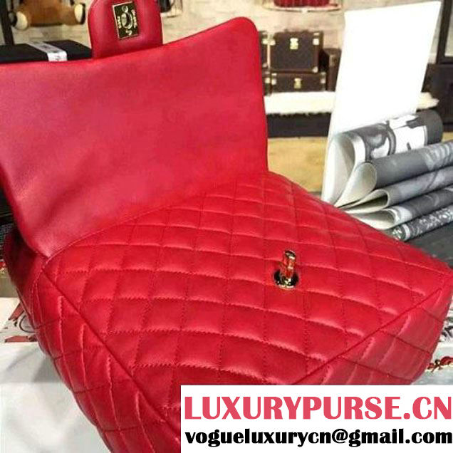 Chanel Large Red Calfskin Backpack Cruise 2016 (2A057-111609 )