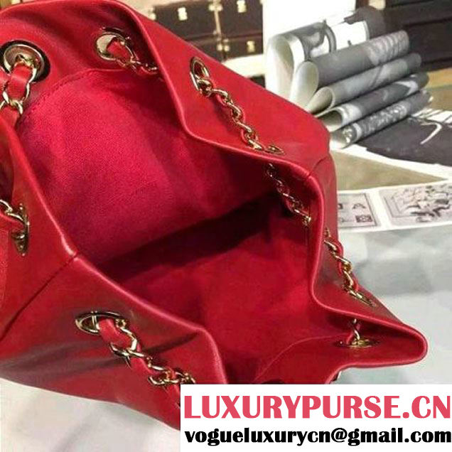 Chanel Large Red Calfskin Backpack Cruise 2016 (2A057-111609 )